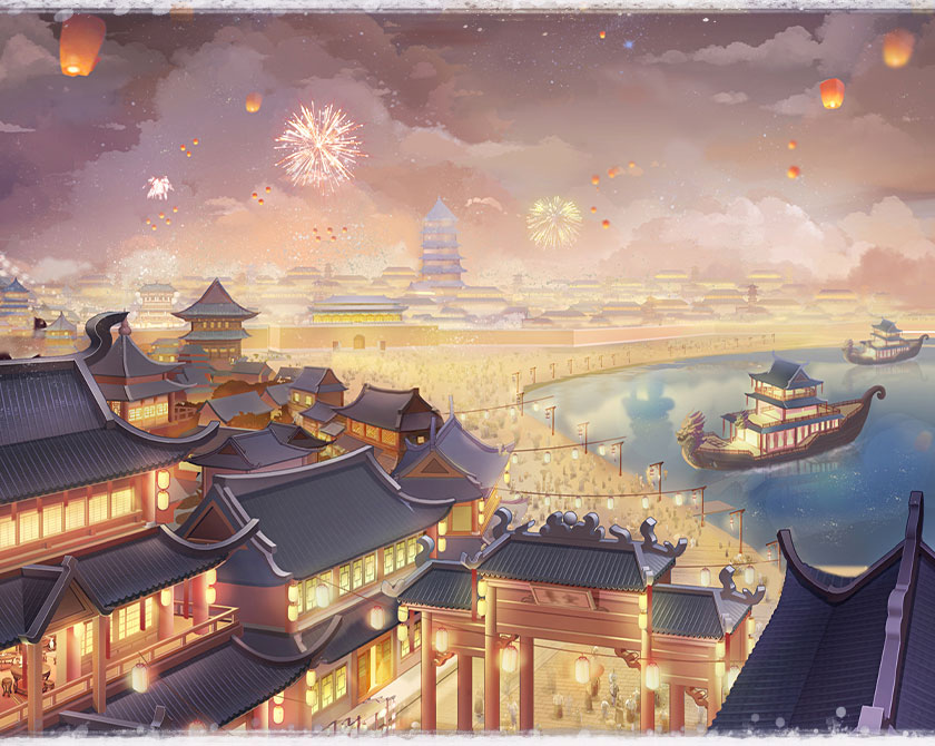 盛世红颜城中节庆夜景